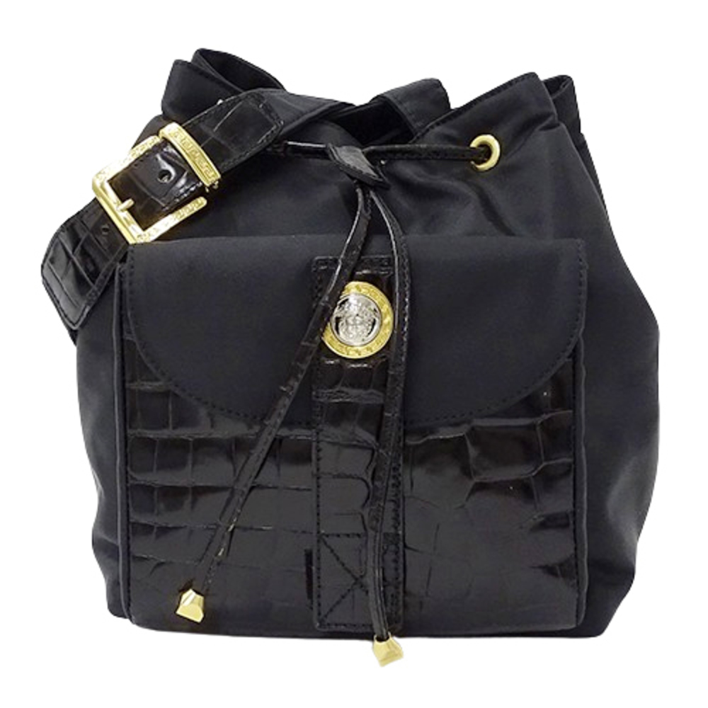 Versace Nylon Drawstring Crossbody Bag Black - image 1